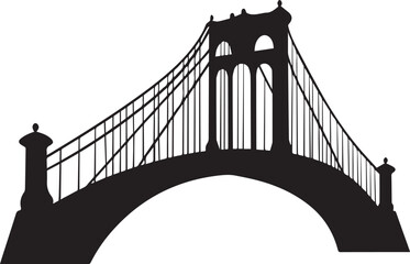 Silhouette vector of a bridge, silhouette vector of a  bridge over the river icon