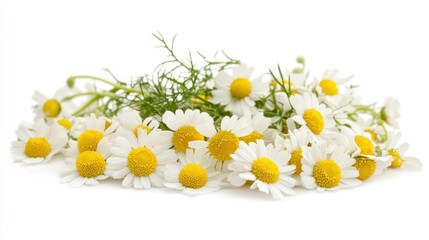 A Bunch of Daisies Against a White Background