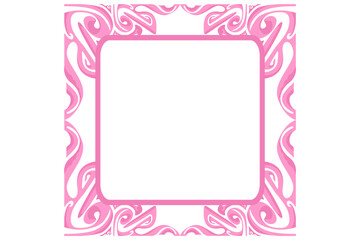 Frame or border decorative nature ornament design with a pink Leaves or leaf theme