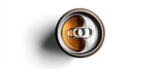 Top View of an Opened Aluminum Can with Golden Liquid