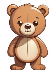 Obraz premium A cute cartoon bear standing in front of a transparent background with a friendly expression. 