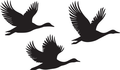 Silhouette of geese in flight, silhouette vector of birds icon