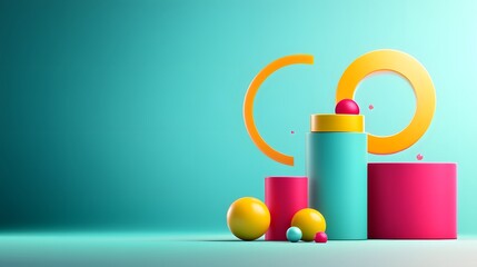 Obraz premium Creative Typography Design with 3D Text Effects and Copy Space, Flat Design Illustration