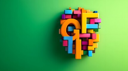 Creative Typography Art with Mixed Media Letters and Copy Space, Flat Design Illustration