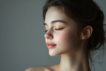 Fototapeta premium A close up of a girl's face with her eyes closed