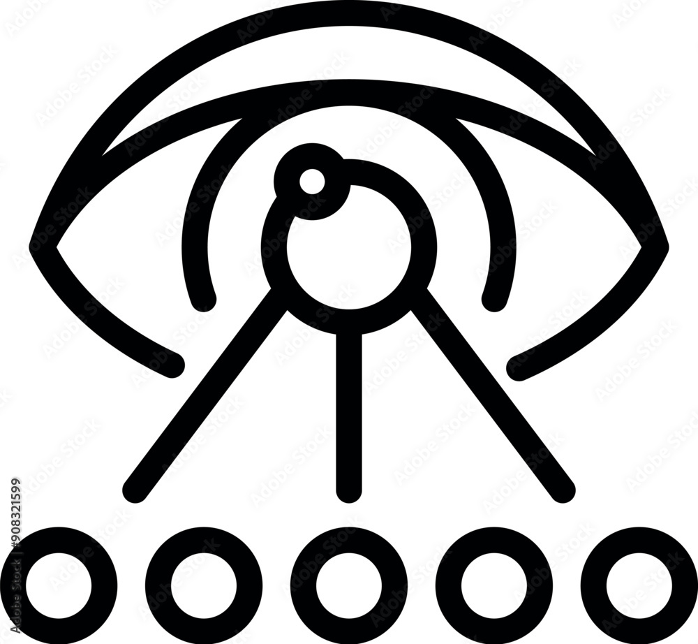 Poster simple icon of an eye watching multiple objects representing the concept of multitasking
