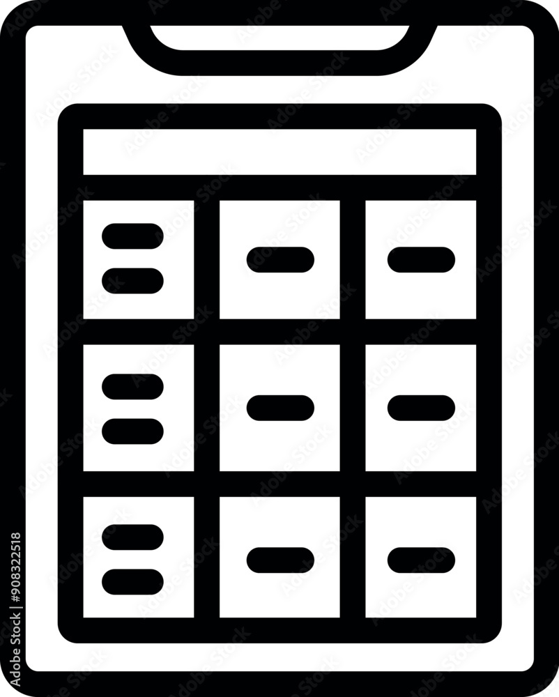 Poster line icon representing a smartphone with a security code entering interface, ideal for mobile securi