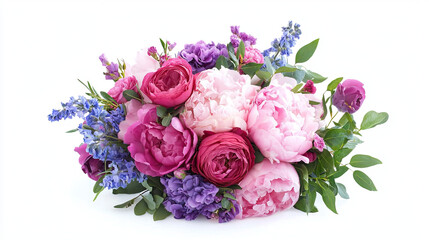 Bouquet of Beautiful Flowers Isolated on White Background, Vibrant Floral Arrangement, Fresh Blooms, Elegant Flower Bouquet, Colorful Petals, Natural Beauty, High Resolution Image