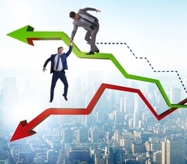 Businessman saving competitor during the crisis