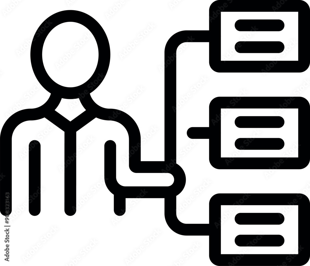 Poster businessman is connecting to multiple servers, symbolizing multitasking and efficiency in a technolo