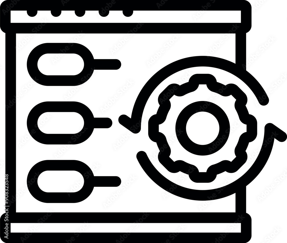 Poster website development process is being optimized with a gear and arrows, symbolizing efficiency and pr