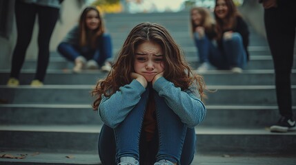 Sad Girl Sitting Alone on Stairs 8