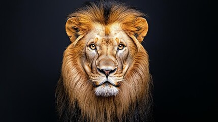 Fototapeta premium A majestic lion with a golden mane, symbolizing strength and leadership