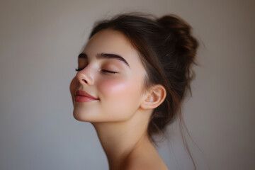 Fototapeta premium A close up of a girl's face with her eyes closed