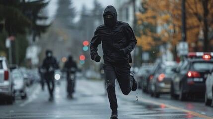 Obraz premium Running Man in Black Hoodie 3