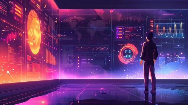 Strategic forecast, future business trends, flat design illustration