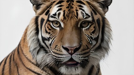 Fototapeta premium Close up portrait of black tiger on a white background