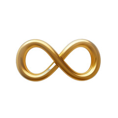 A gold colored infinity symbol with a curved line