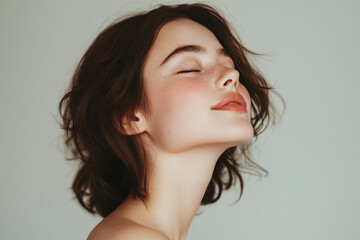 Fototapeta premium A close up of a girl's face with her eyes closed