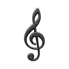 A silver key with a black and white musical note on it