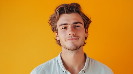 Obraz premium Portrait of a Young Man Against Yellow Background 1