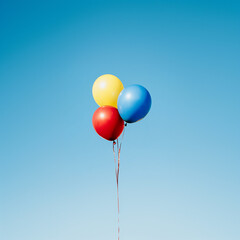 Three Colorful Balloons Floating in the Sky