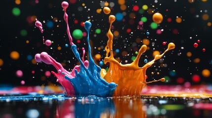 Colorful paint splatters. Abstract background