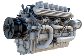 Diesel engine isolated on transparent background