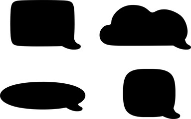 speech bubble black horizontal shape isolated on white, many horizontal frame speech bubble shape, dialog box balloon of text title, discussion chat symbol of banner copy space, balloon speech of talk