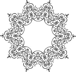 Vector abstract decorative ethnic ornamental illustration. Line art floral frame