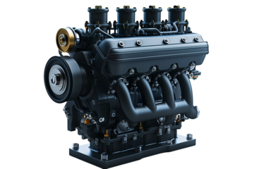 Mesin diesel diisolasi pada latar belakang transparan