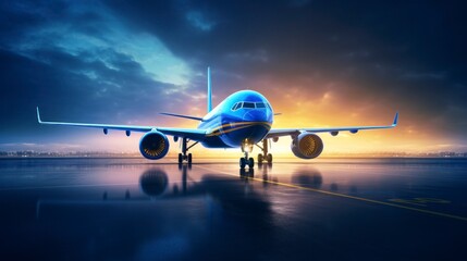 airplane in the sunset