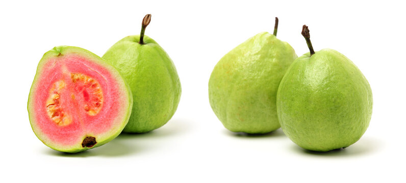 Pink guava isolated on white background