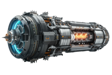 Futuristic automotive engine isolated on transparent background