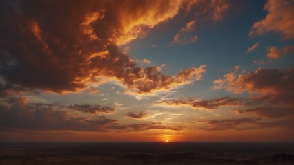 Beautiful sunset with colorful clouds over a wide horizon.
