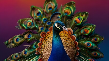 Obraz premium colorful peacock standing on colorful backgroundBy Nik