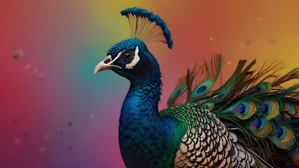 Obraz premium colorful peacock standing on colorful backgroundBy Nik
