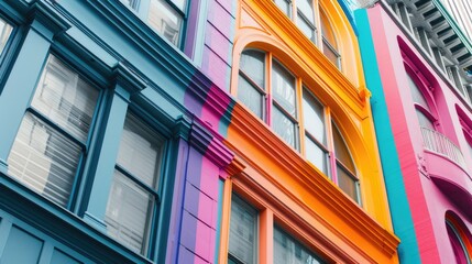 Obraz premium Art deco building facade with bold patterns and vibrant colors