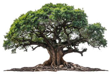 Green oak tree isolated on transparent background	
