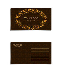 BUSINESS CARD 16, LUXURY BROWN AND GOLD NATURE THEMES OF BUSINESS CARD DESIGN FOR BRAND MOCKUP