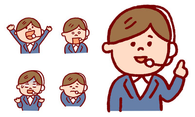 コールセンターで働くかわいい女性