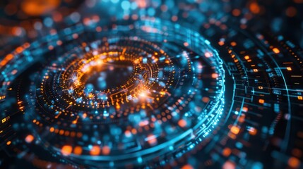 Closeup of quantum energy patterns in a physics experiment, top view, emphasizing intricate details, cybernetic tone, Complementary Color Scheme
