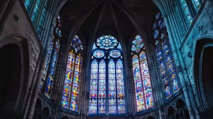 Obraz premium Gothic cathedral with detailed stone carvings and stained glass