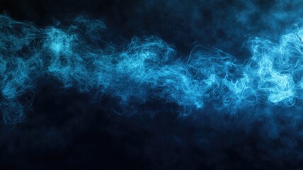 Obraz premium Ethereal blue smoke swirls over dark background