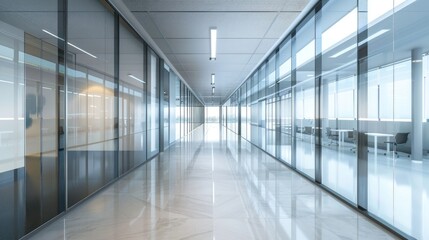 Fototapeta premium High-tech office environment with smart glass walls