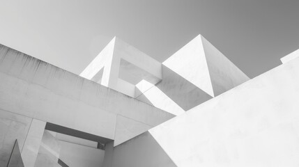 Fototapeta premium Minimalist white building with sharp angles and shadow play