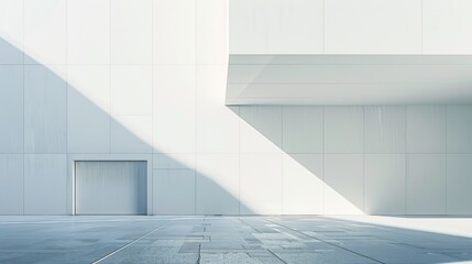 Obraz premium Minimalist white building with sharp angles and shadow play