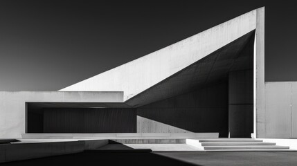 Minimalist white building with sharp angles and shadow play