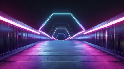 Modern bridge with sleek lines and colorful LED lights