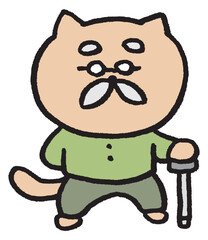 かわいい猫の老人キャラ素材